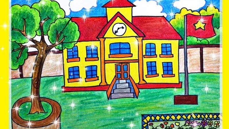 Tranh vẽ về ngôi trường mơ ước của em - Hướng dẫn cách vẽ